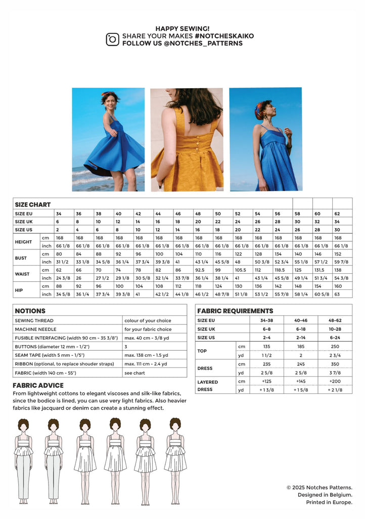 KAIKO dress & top paper pattern ENGLISH