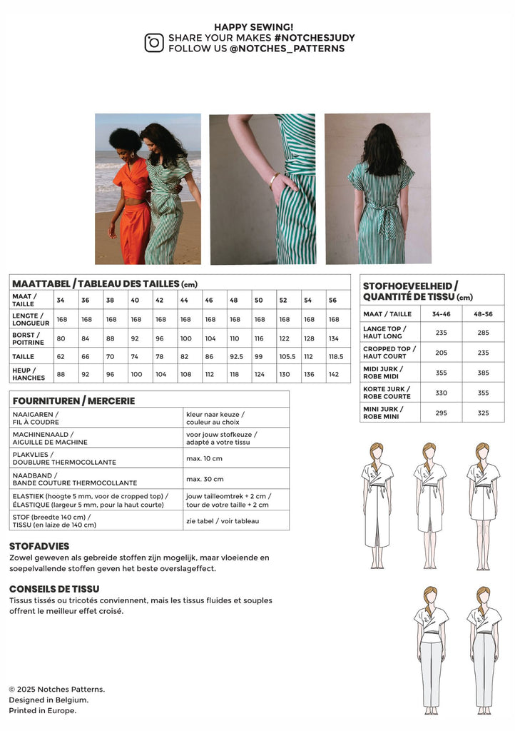 JUDY dress & top paper pattern DUTCH