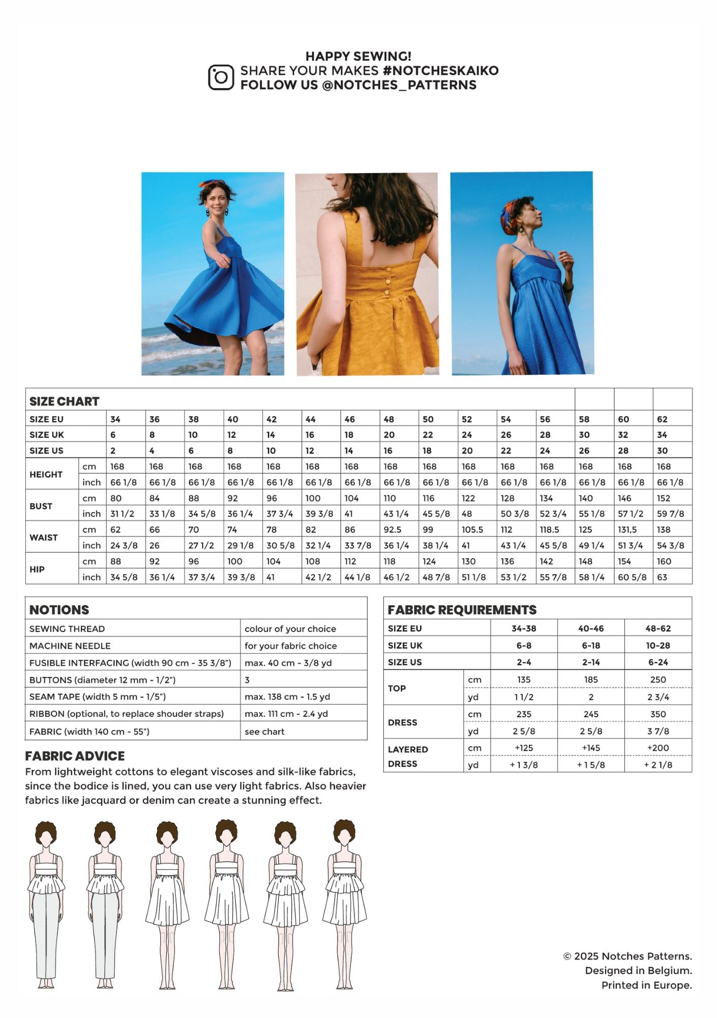 KAIKO dress & top paper pattern ENGLISH